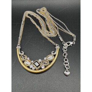 Brighton Crescent Pendant Necklace – Mixed Metal, Faceted Stones